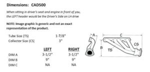 Sanderson CAD500 dimension graphic